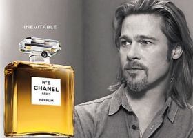 Brad Pitt, the first male to front a Chanel No. 5 perfume campaign, 2012 (source: The Sun) Brad Pitt, the first male to front a Chanel No. 5 perfume campaign, 2012 (source: The Sun)