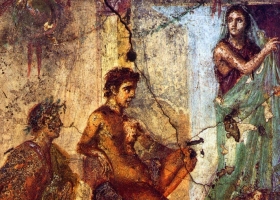 A scene from 'Iphigenia in Tauris' by Euripides. Roman fresco in Pompeii (Source: Wikimedia Commons) A scene from 'Iphigenia in Tauris' by Euripides. Roman fresco in Pompeii (Source: Wikimedia Commons)