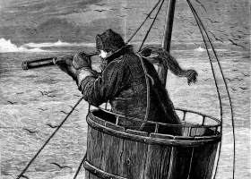 The Arctic Expedition - the Crow’s Nest. Cover illustration (detail) for The Graphic, May 1875, by Samuel Edmund Waller The Arctic Expedition - the Crow’s Nest. Cover illustration (detail) for The Graphic, May 1875, by Samuel Edmund Waller