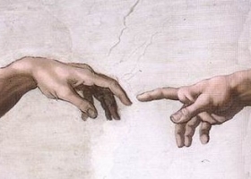 The Creation of Adam, Sistine Chapel, fresco detail, 1509, by Michelangelo The Creation of Adam, Sistine Chapel, fresco detail, 1509, by Michelangelo