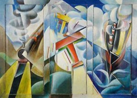 Dinamismo di Treno Nave Aereo, 1929, by Italian futurist painter Giulio D'Anna (Source: Wikimedia Commons) Dinamismo di Treno Nave Aereo, 1929, by Italian futurist painter Giulio D'Anna (Source: Wikimedia Commons)