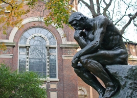 A copy of Auguste Rodin's The Thinker on the Columbia University campus (Source: Wikimedia Commons) A copy of Auguste Rodin's The Thinker on the Columbia University campus (Source: Wikimedia Commons)