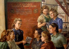 Women Workers in Estonia, unknown artist from the soviet period (Courtesy: ussrpainting.blogspot.com) Women Workers in Estonia, unknown artist from the soviet period (Courtesy: ussrpainting.blogspot.com)