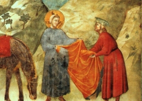 St Francis Giving his Mantle to a Poor Man, fresco (detail), Giotto di Bondone, c.1297-1300, Basilica of St Francis, Assisi, Italy