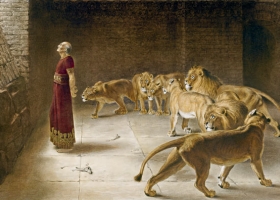 Daniel's Answer to the King, Briton Rivière, Mezotint, 1892 (Source: Wikimedia Commons) Daniel's Answer to the King, Briton Rivière, Mezotint, 1892 (Source: Wikimedia Commons)