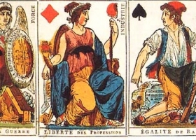 Playing cards from the French Republic (1793-94), revolutionary images replace Kings and Queens Playing cards from the French Republic (1793-94), revolutionary images replace Kings and Queens