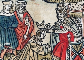 Pepin being crowned King of the Franks by St. Boniface in 751, engraving by Robert Gaguin, Paris, 1514 Pepin being crowned King of the Franks by St. Boniface in 751, engraving by Robert Gaguin, Paris, 1514