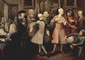 A Rakes Progress, William Hogarth, 1732-33, in this second painting Tom is at his morning levee (Courtesy: Sir John Soane's Museum, London) A Rakes Progress, William Hogarth, 1732-33, in this second painting Tom is at his morning levee (Courtesy: Sir John Soane's Museum, London)