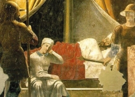 The Dream of Constantine. Piero della Francesca, c. 1452-66 (Fresco, San Francesco, Arezzo, Italy) The Dream of Constantine. Piero della Francesca, c. 1452-66 (Fresco, San Francesco, Arezzo, Italy)