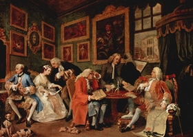 Marriage à la Mode, William Hogarth, 1743-1745, National Gallery London (Source: Wikimedia) Marriage à la Mode, William Hogarth, 1743-1745, National Gallery London (Source: Wikimedia)