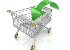 Shopping cart with green arrow Shopping cart with green arrow
