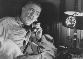 BW of man with telephone BW of man with telephone