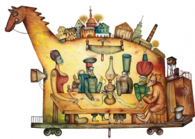 Oilholics Anonymous Club. Allegory of the oil corruption Oilholics Anonymous Club. Allegory of the oil corruption