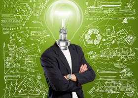 Man with light bulb Man with light bulb